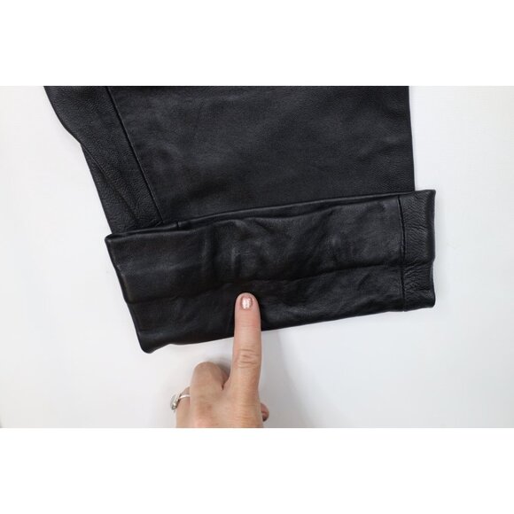 Vintage 90s Streetwear Womens 4 Distressed Soft Lambskin Leather Pants Black - Picture 5 of 15